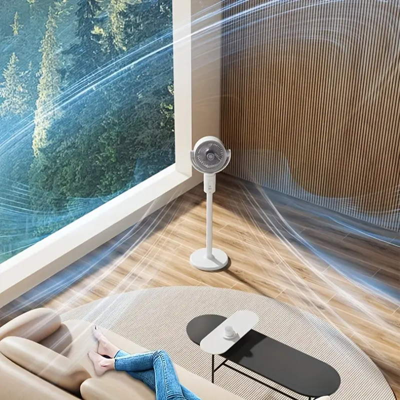 Quiet Oscillating Pedestal Fan with Remote Control - White