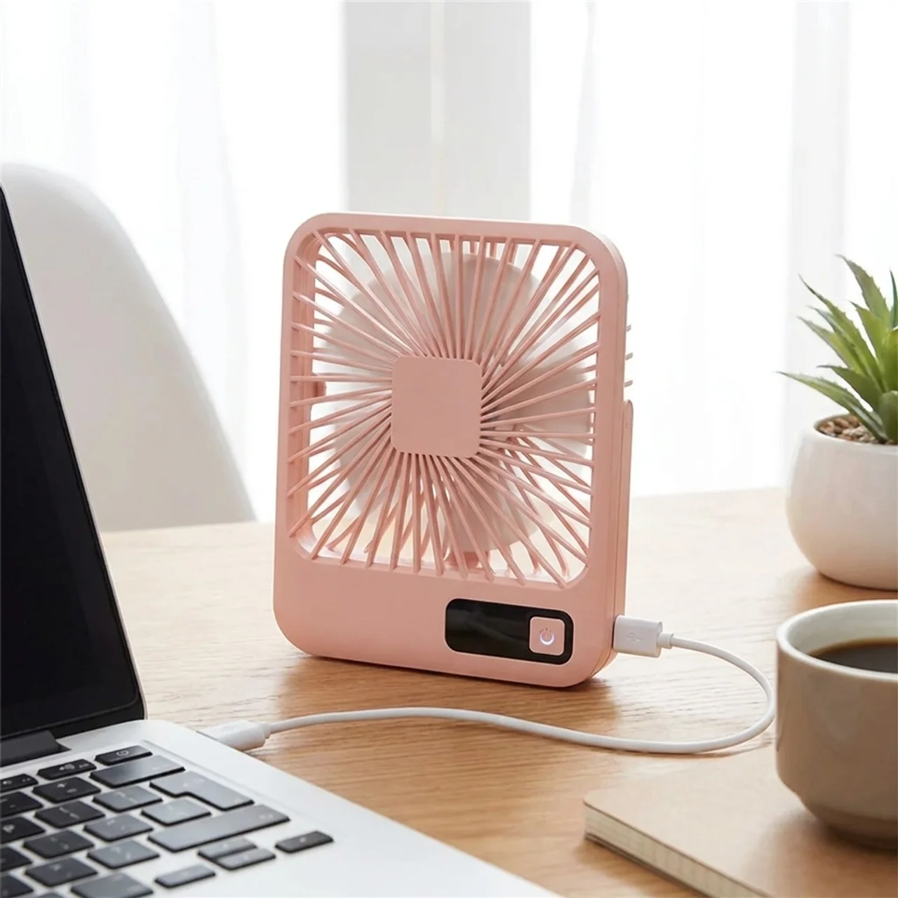 Compact Cordless USB Table Fan with Adjustable Speeds