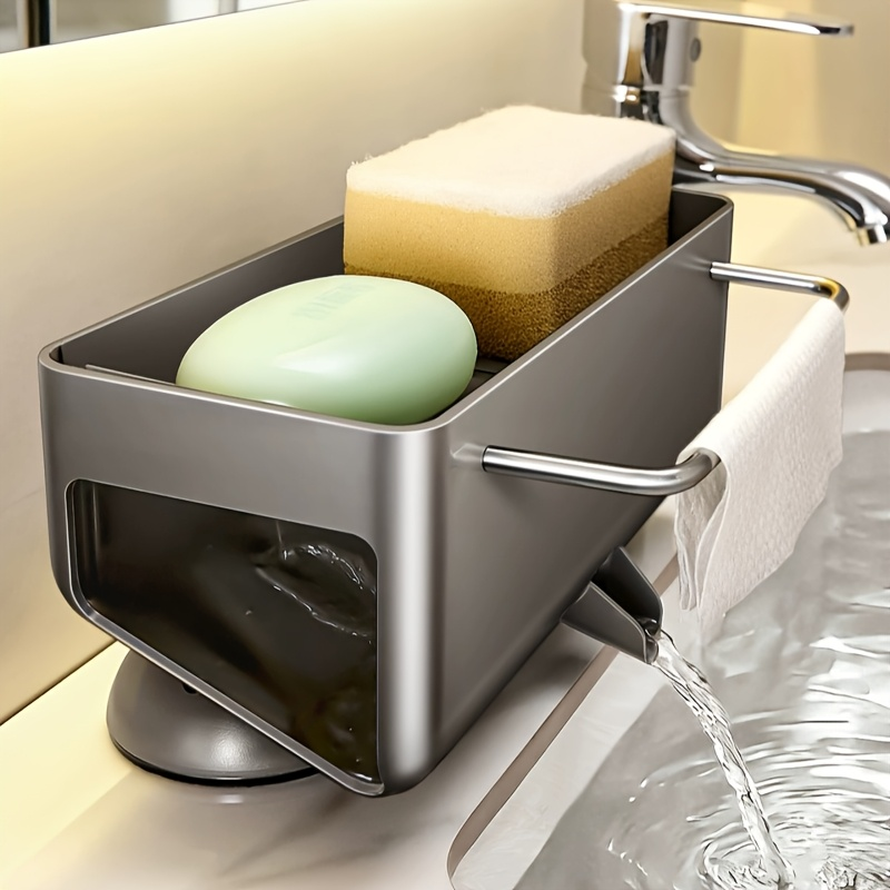 Practical Sink Storage Shelf with Suction Mount and Towel Hook