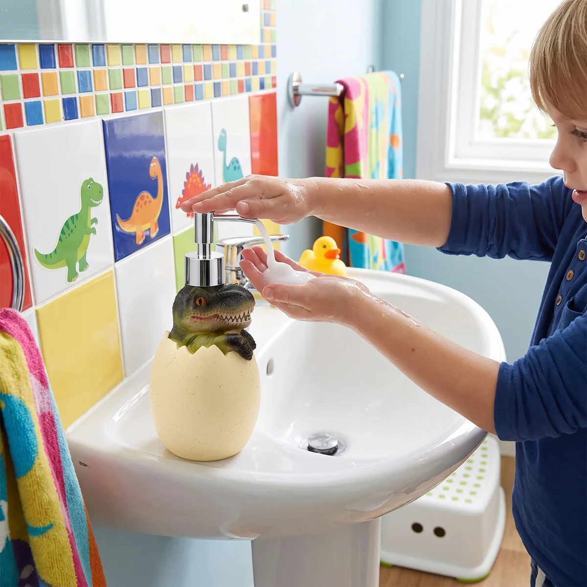 Playful Dino Soap Pump for Kids - Refillable and Fun
