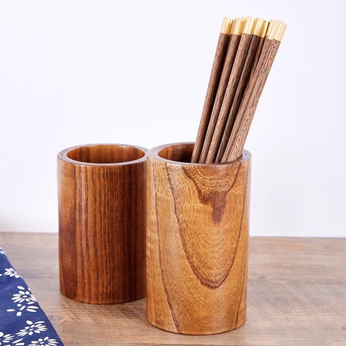 Elegant Wooden Utensil Organizer with Weighted Base