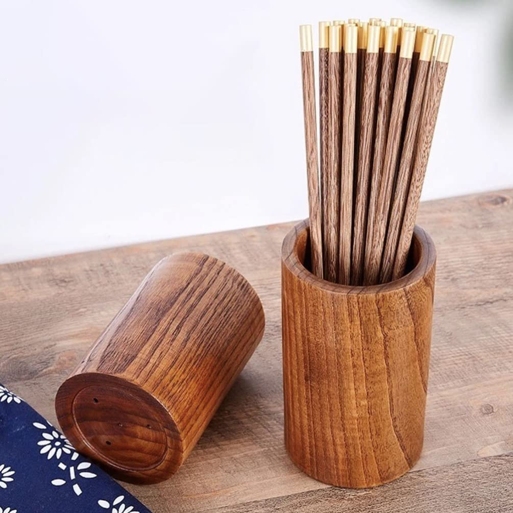 Elegant Wooden Utensil Organizer with Weighted Base