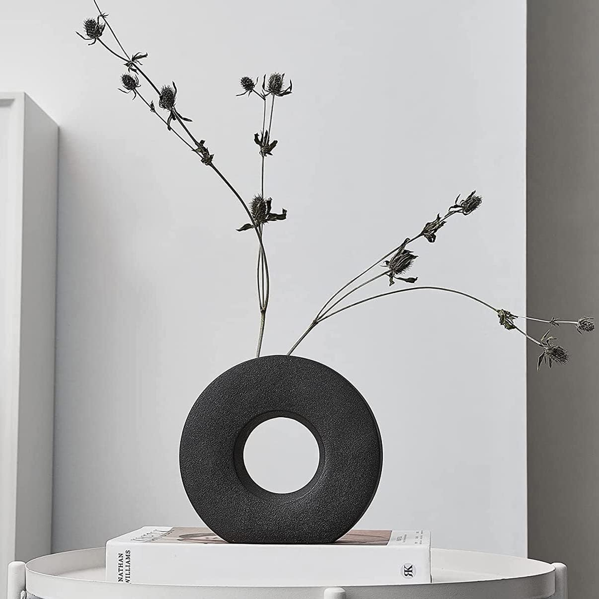 Contemporary Circle Vase with Matte Texture and Neutral Tones