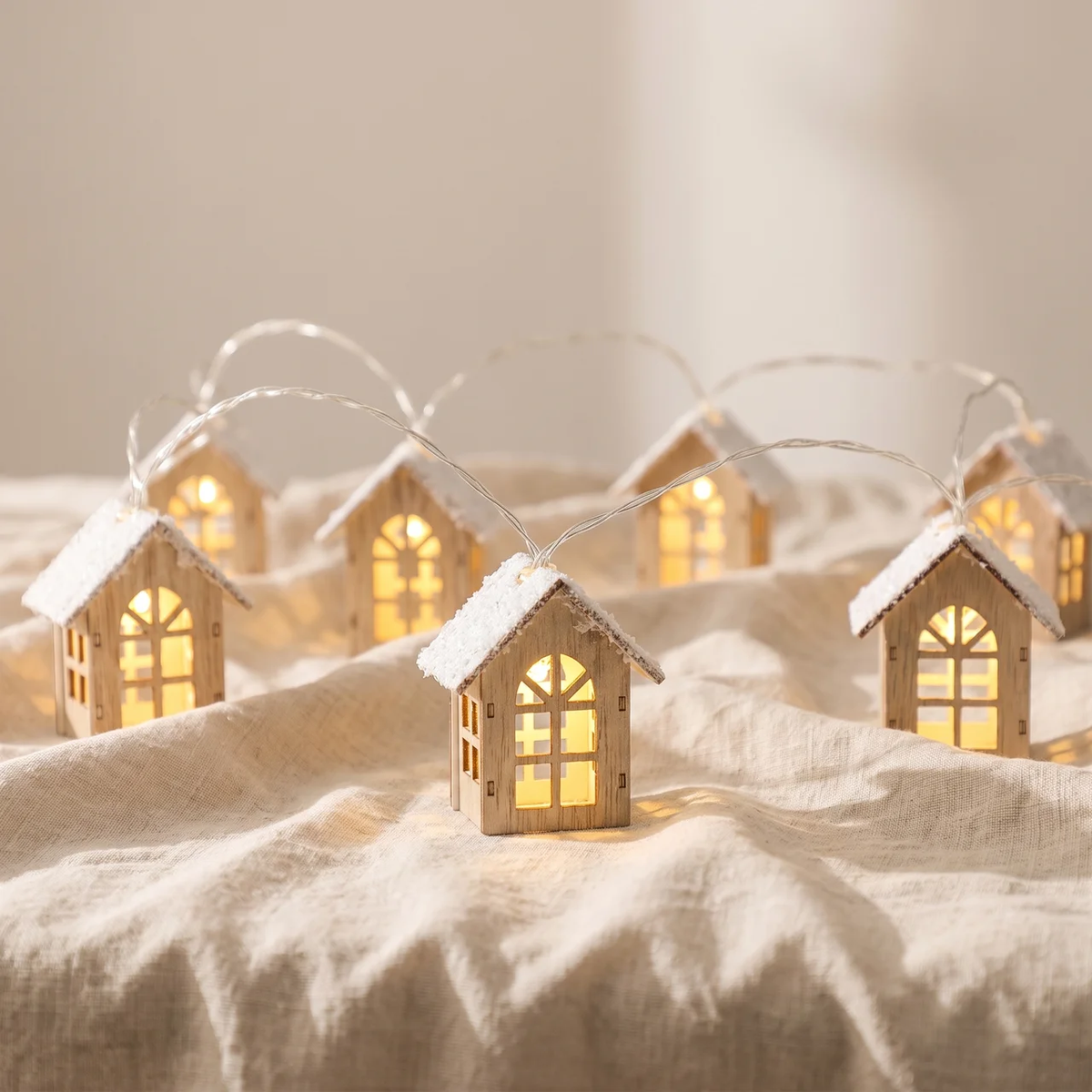 Charming Wooden Village Lights for Festive Home Decor