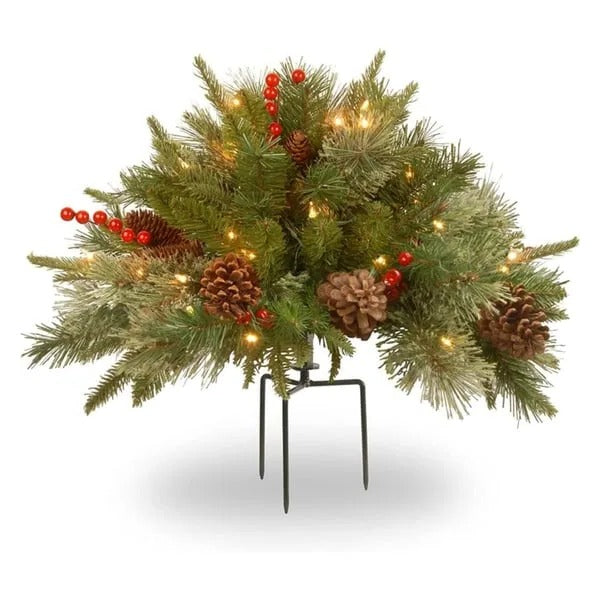 Lifelike Pre-Lit Holiday Urn Filler with Timer and LED Lights