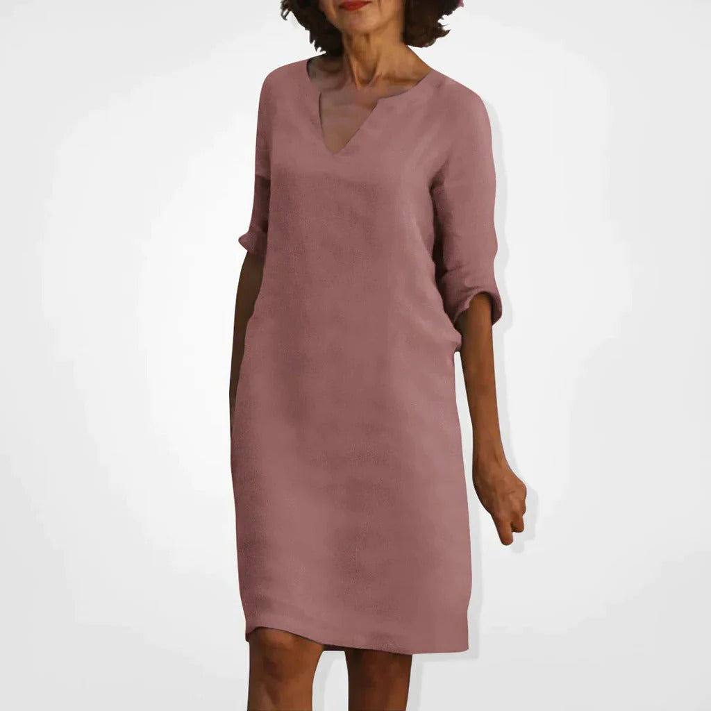 Chic V-Neck Midi Dress for Effortless Style