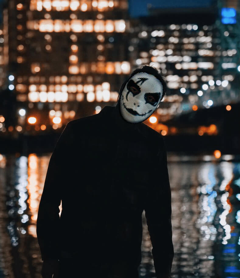 Dynamic LED Costume Mask with Customizable Faces