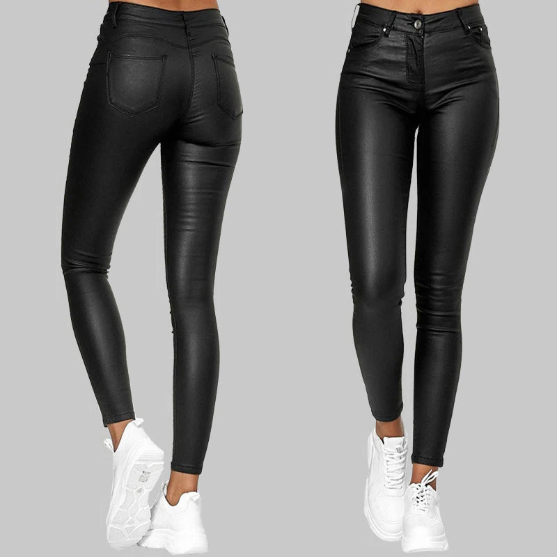 Sleek Stretch Faux Leather Trousers