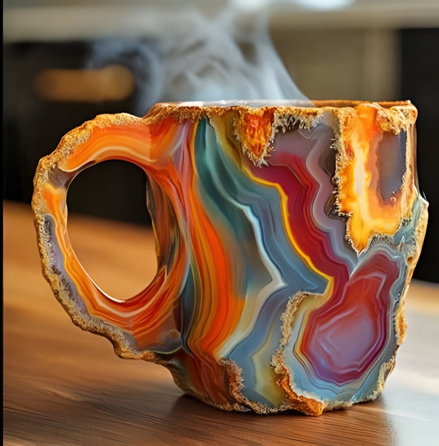 Elegant Resin Coffee Mugs with Crystal-Like Finish