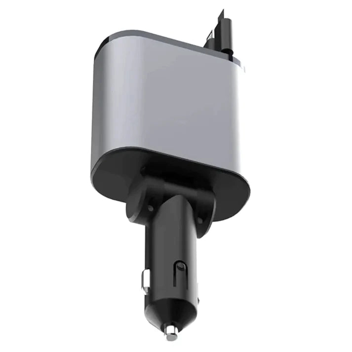 Compact Dual Cord Car Charger for Fast, Tidy Charging