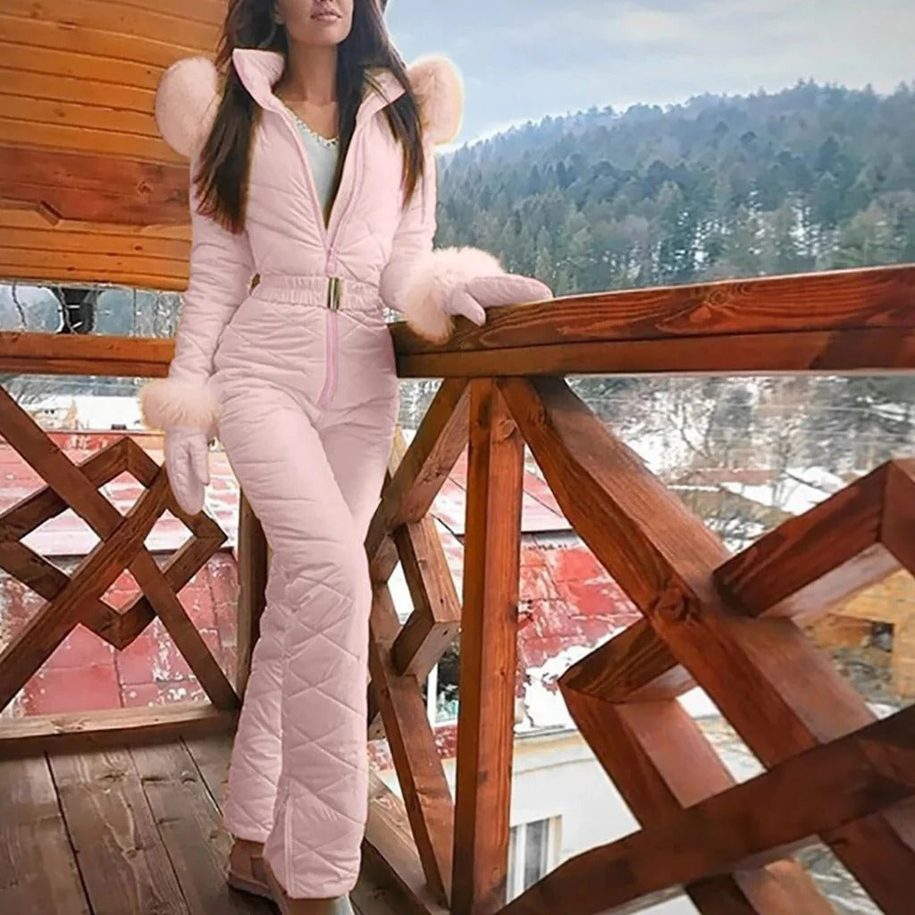 Chic Women's Winter Ski Suit with Easy Access Zipper