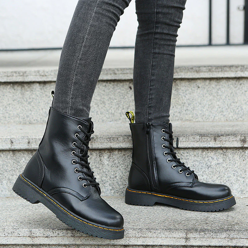 Stylish Lace-Up Boots with Convenient Side Zipper