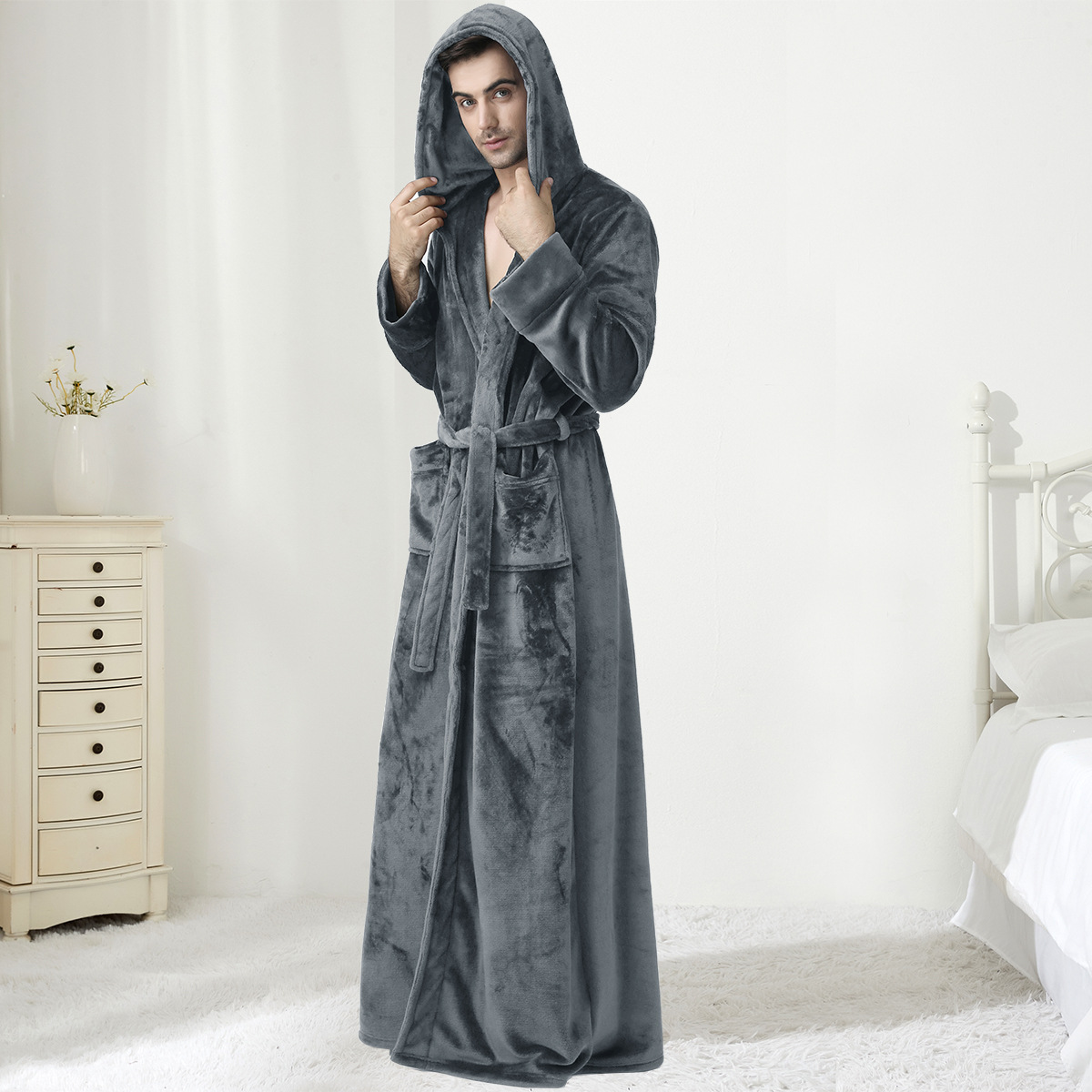 Cozy Men's Hooded Bathrobe – Ultimate Comfort for Relaxation