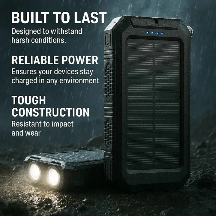 EcoCharge 30,000mAh Solar Battery Pack – Versatile USB Charger for Outdoors