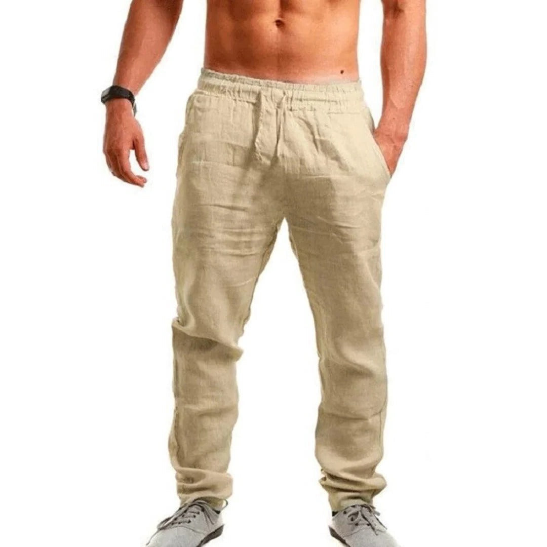 Men's Breezy Linen Trousers for Summer Comfort