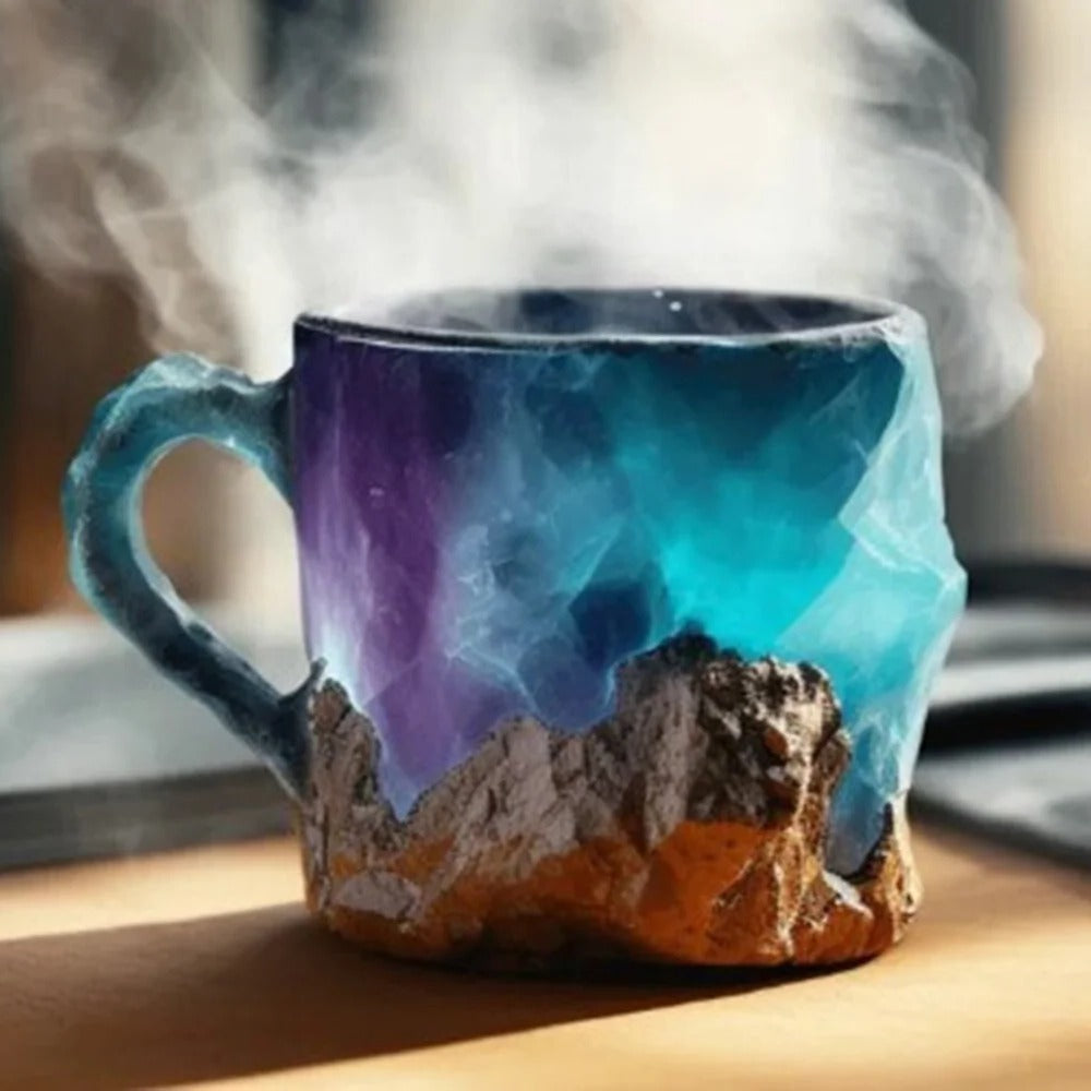 Elegant Resin Coffee Mugs with Crystal-Like Finish
