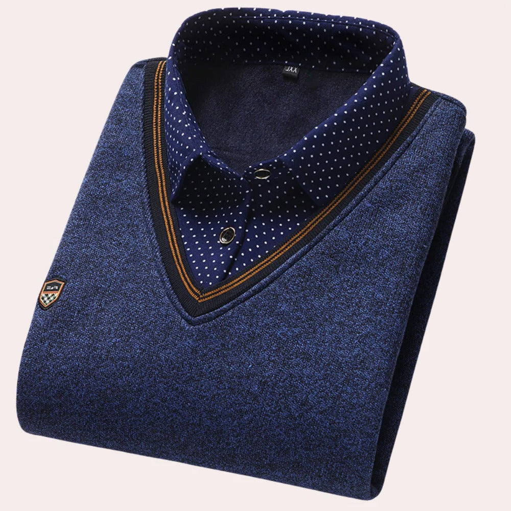 Elegant Men's Sweater with Collared Neckline