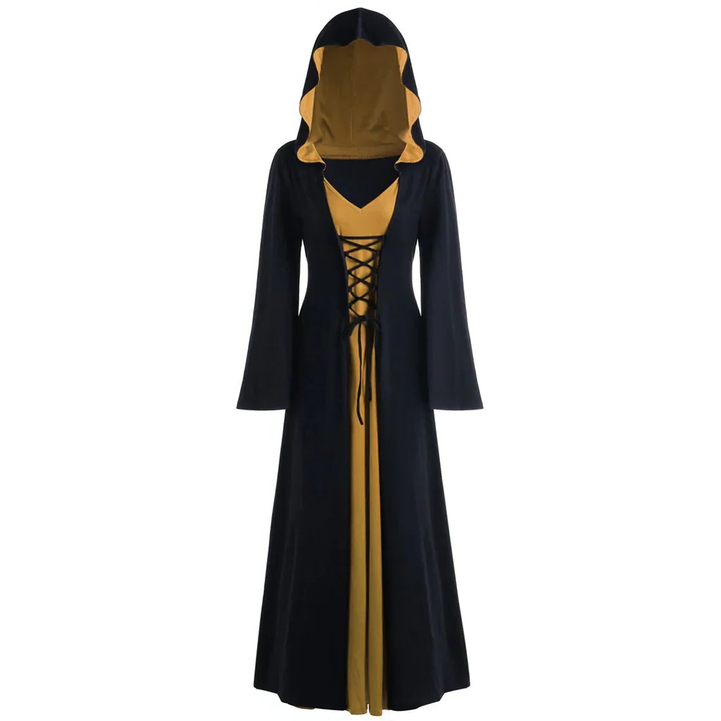 Enchanting Gothic Cloak for Women: Lace-Up Hooded Robe