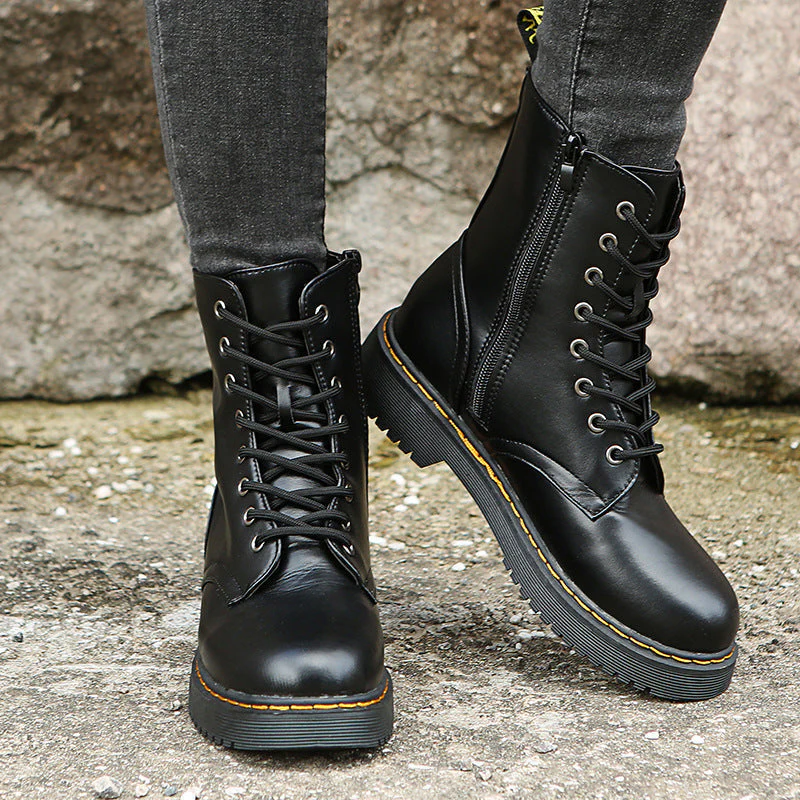 Stylish Lace-Up Boots with Convenient Side Zipper