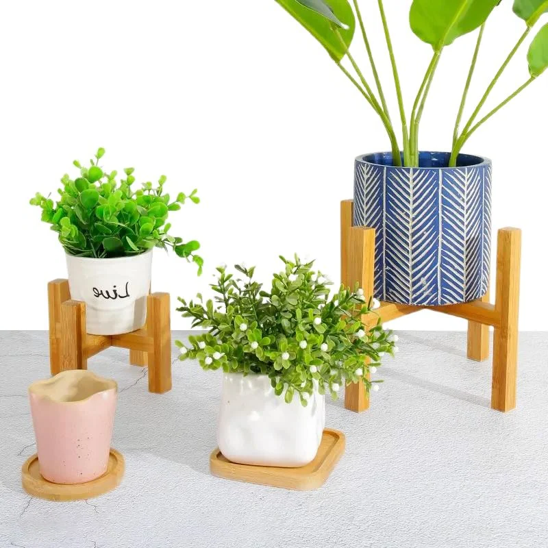 Elegant Wooden Trays for Potted Plants