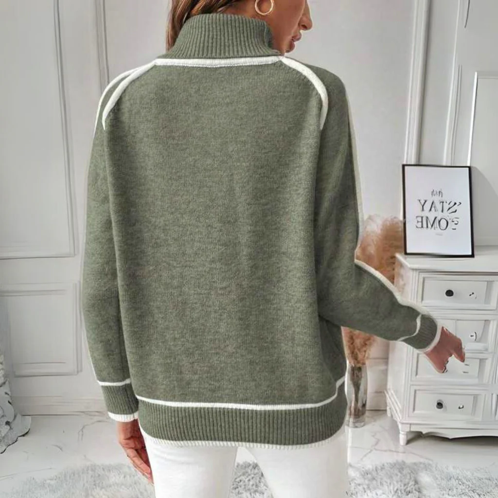 Chic Forest Green Knit Sweater for Everyday Elegance