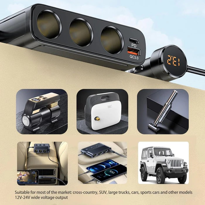 Versatile 7-Port Vehicle Power Hub