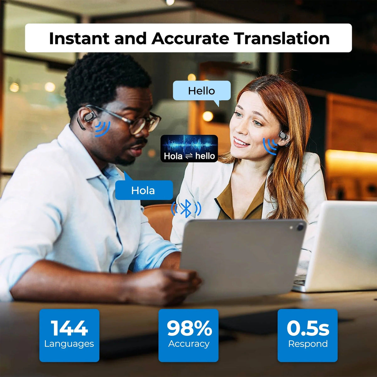 Instant Language Translation Earbuds with Bluetooth