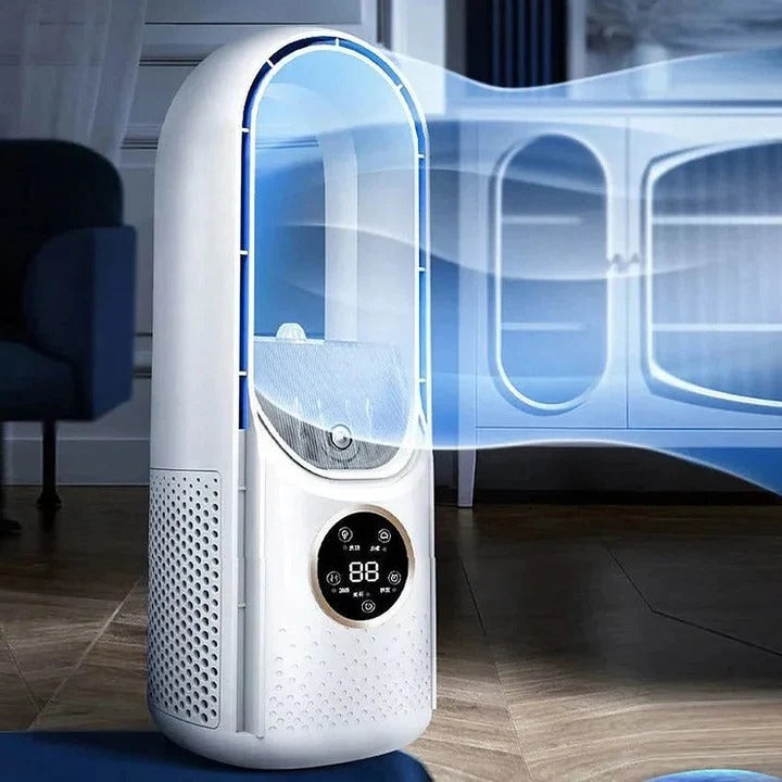 BreezeBuddy Compact Personal Air Chiller – Quiet, Blade-Free Fan for Desk Use