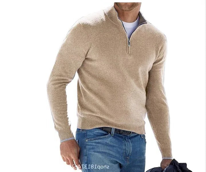 Men's Luxurious Cashmere Zip-Up Sweater