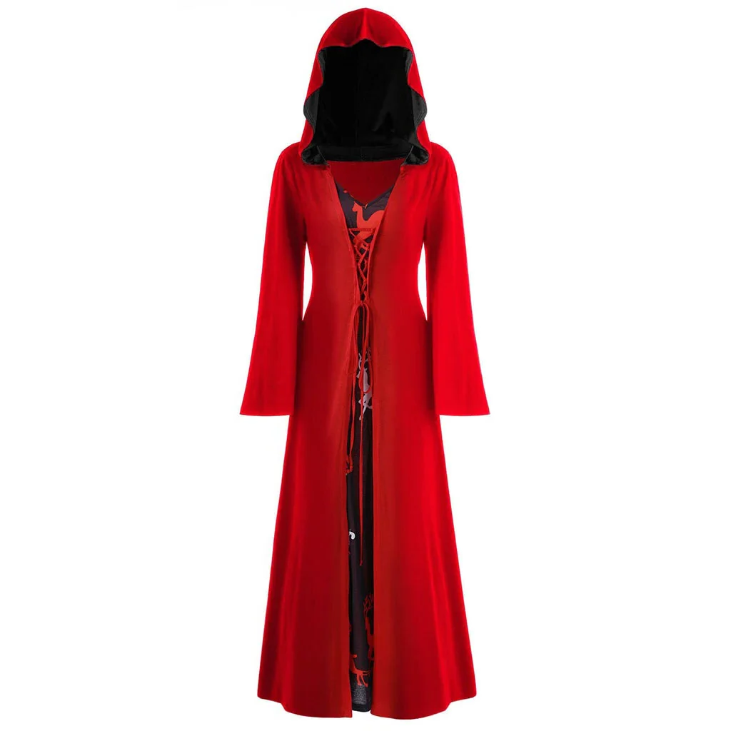 Enchanting Gothic Cloak for Women: Lace-Up Hooded Robe