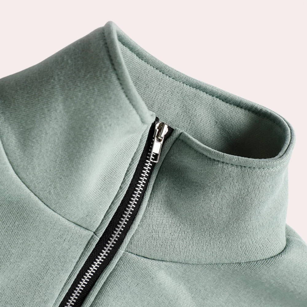 Chic Women's Activewear Set with Half Zip Top
