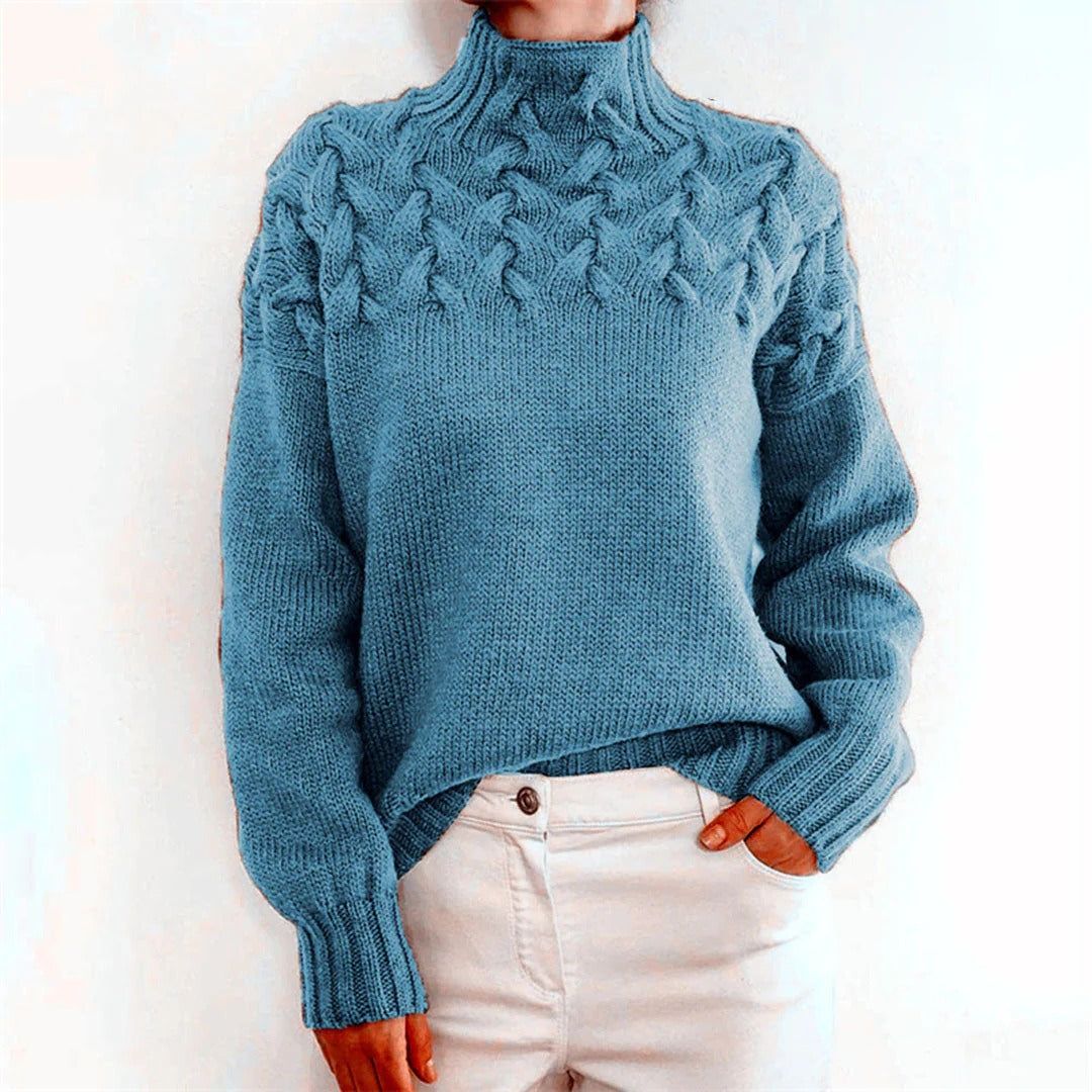 Chic Women's Long Turtleneck Knit Sweater