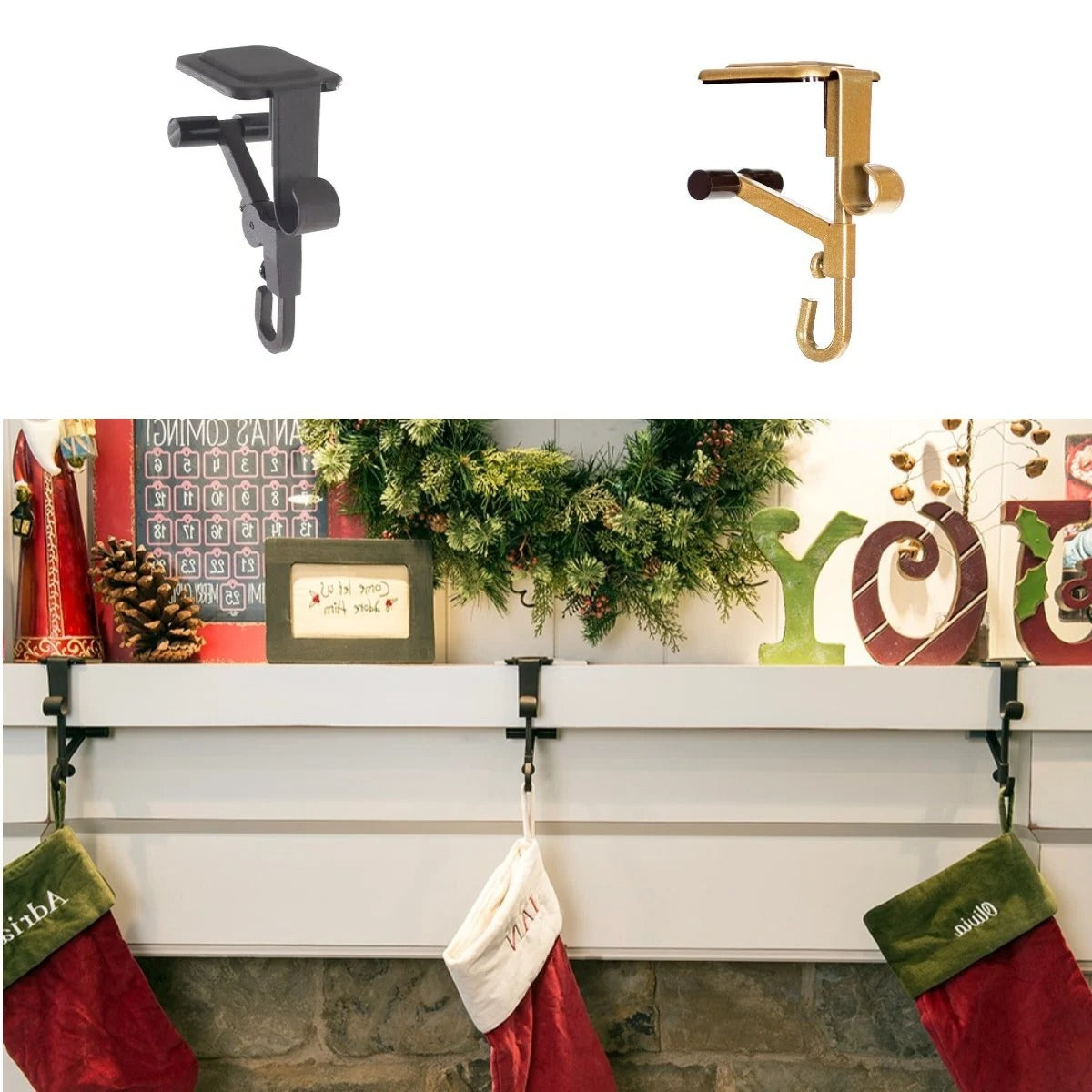 Elegant Mantle Stocking and Garland Holders