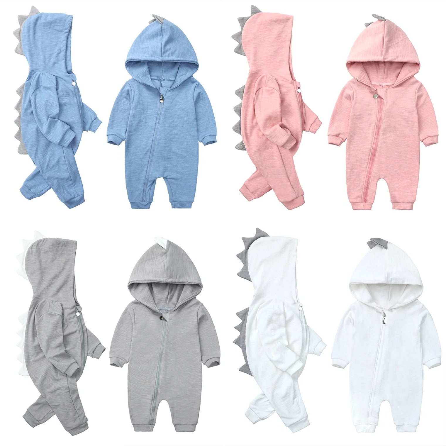 Adorable Dino-Themed Baby Hooded Onesie