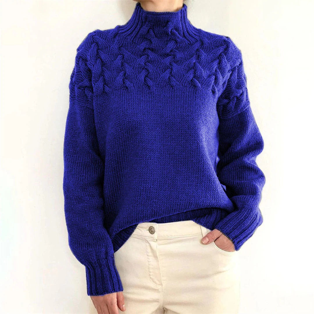 Chic Women's Long Turtleneck Knit Sweater