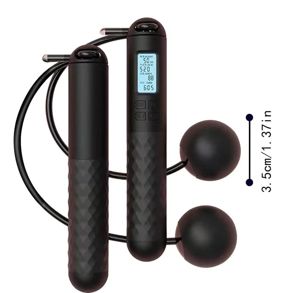 Compact Cordless Jump Rope with Weighted Grips and Tracker
