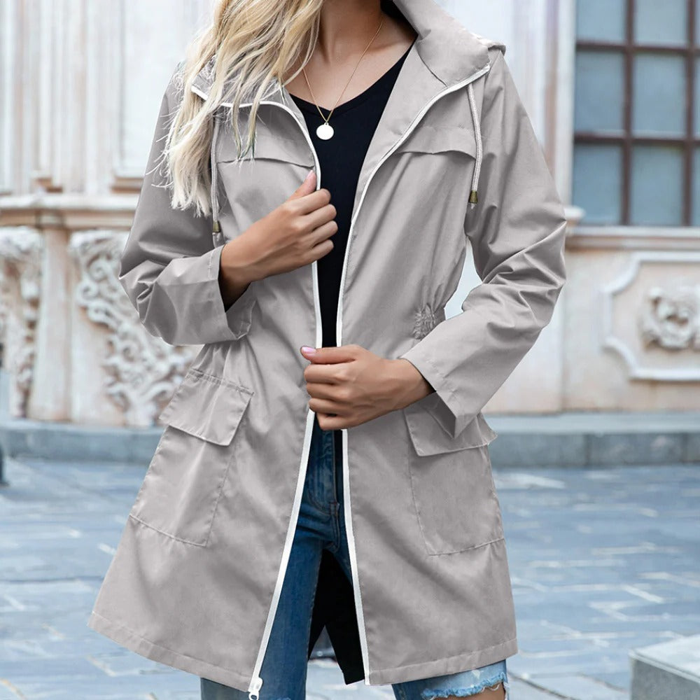 Chic Longline Zip-Up Coat for Women