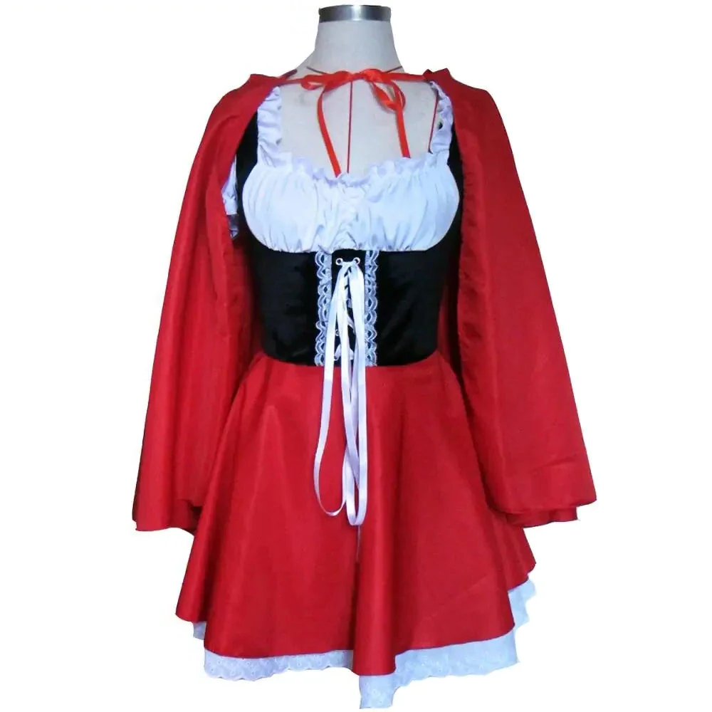 Enchanting Crimson Hooded Dress for Women