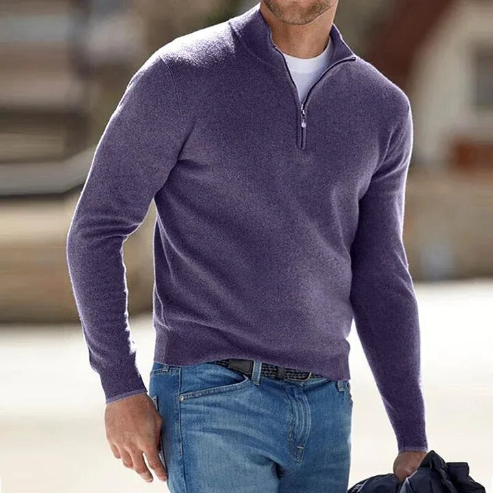 Men's Luxurious Cashmere Zip-Up Sweater