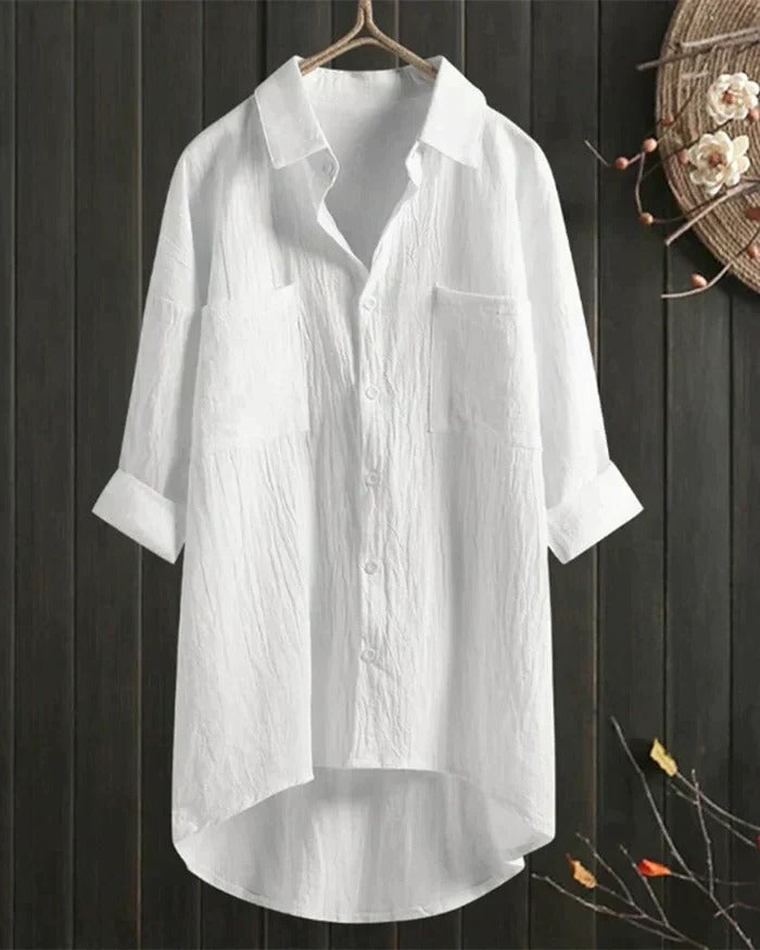 Elegant Women's Linen Top in Crisp White