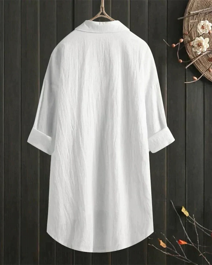 Elegant Women's Linen Top in Crisp White