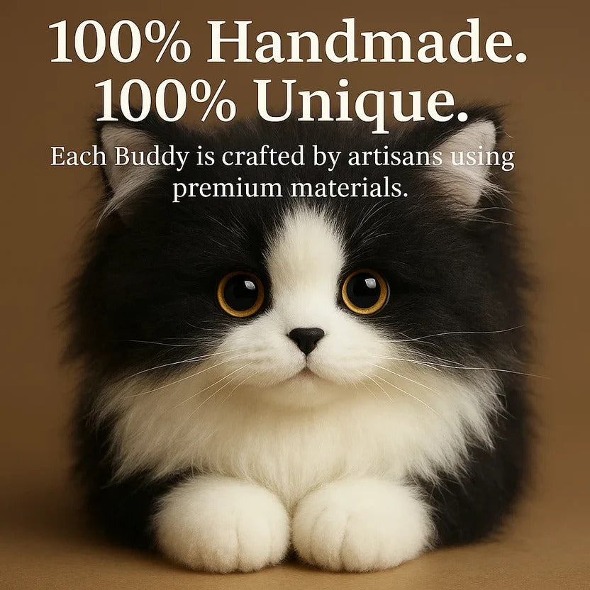 Realistic Black and White Plush Feline Companion