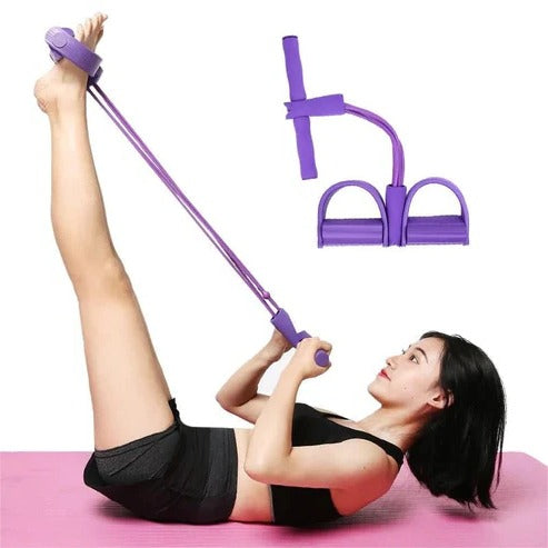 Versatile Resistance Band System with Foot Pedals for Home Fitness
