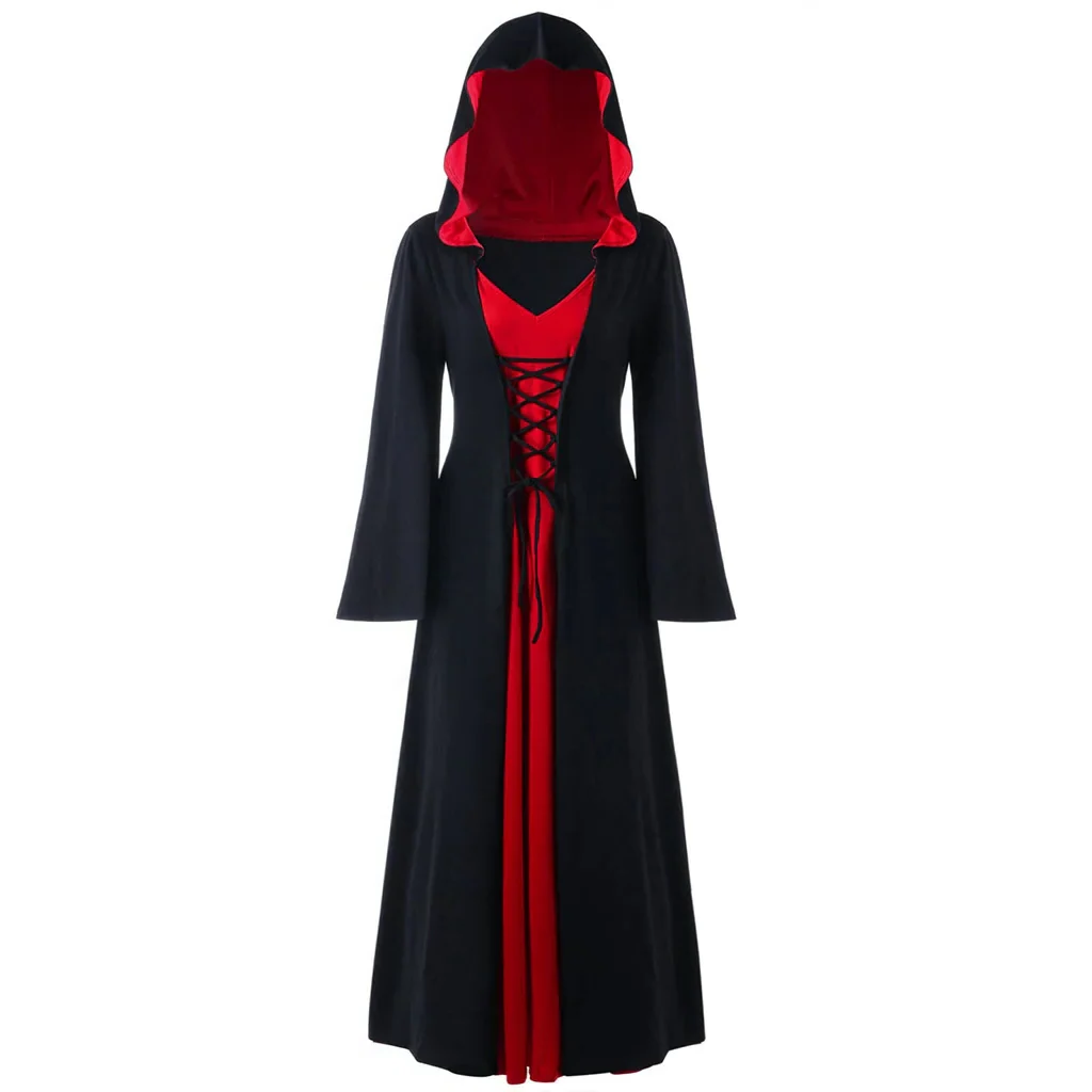 Enchanting Gothic Cloak for Women: Lace-Up Hooded Robe