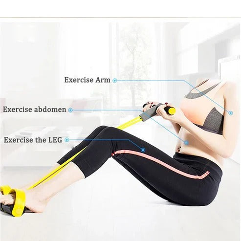 Versatile Resistance Band System with Foot Pedals for Home Fitness