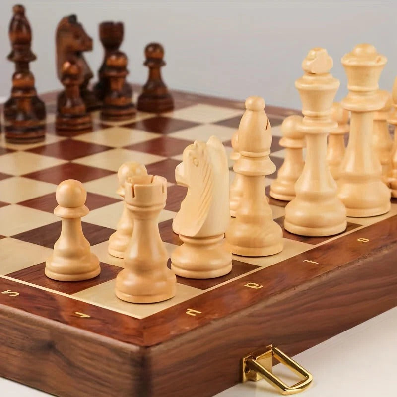 Heritage Wood Chess Collection – 15.7" Premium Board with 34 Pieces