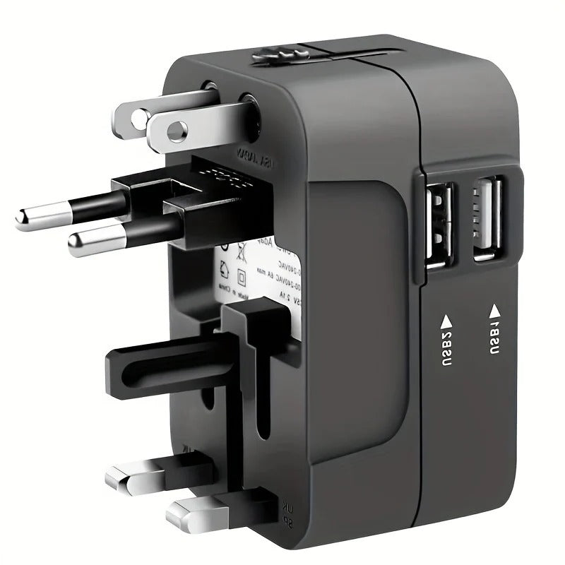 Global Charging Adapter with Dual USB Ports for Travelers