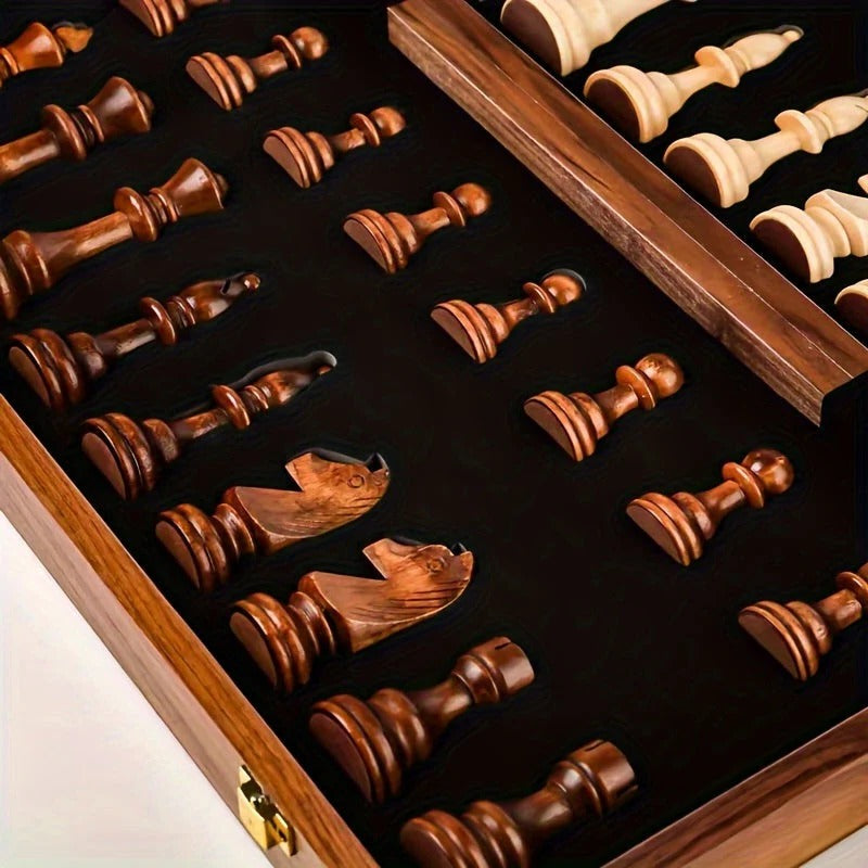 Heritage Wood Chess Collection – 15.7" Premium Board with 34 Pieces
