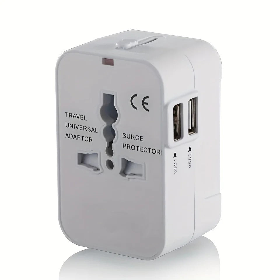 Global Charging Adapter with Dual USB Ports for Travelers