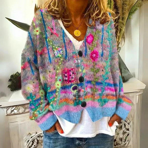 Chic Floral Knit Sweater for Women